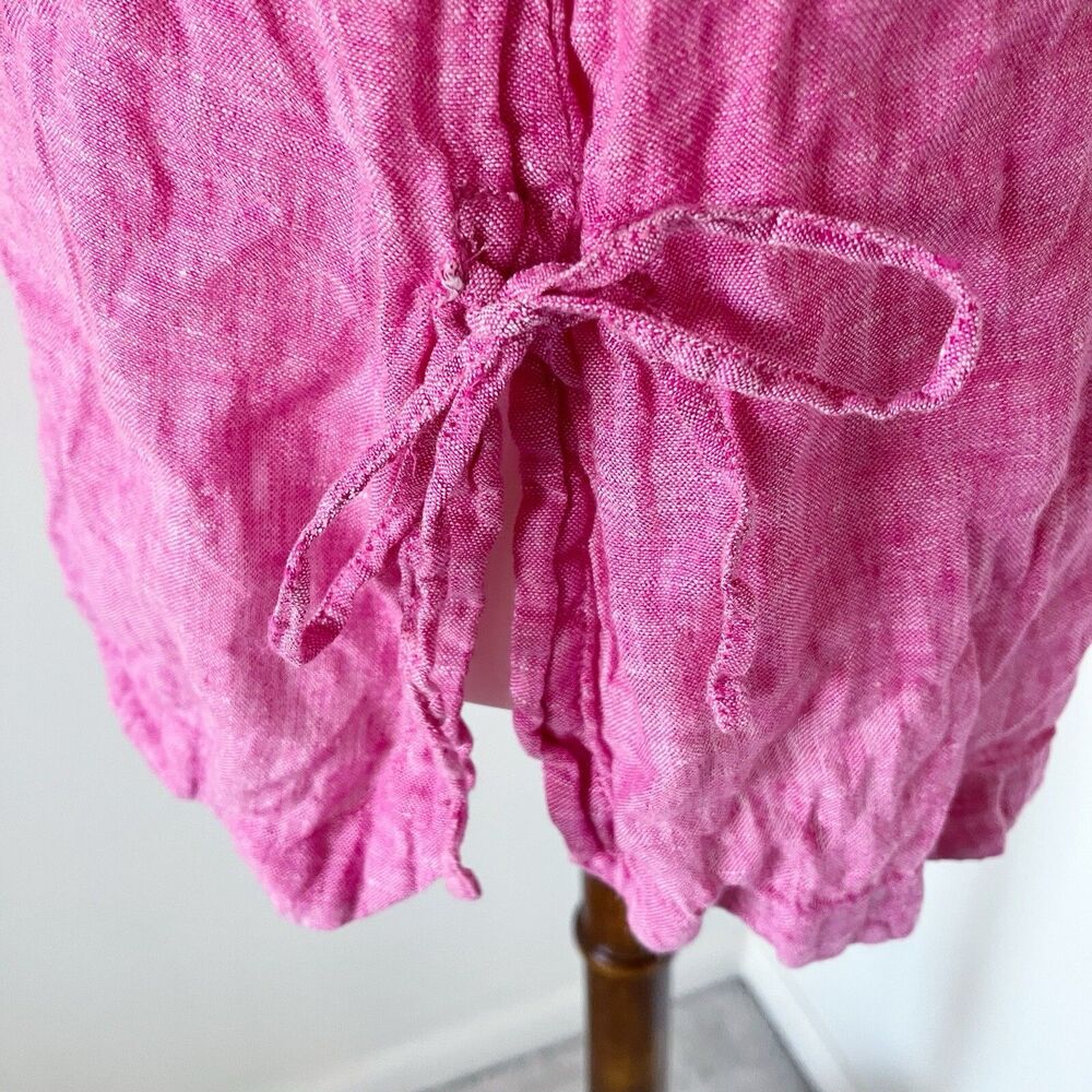 Isaac Mizrahi Linen Top Shirt Blouse 3/4 Sleeve Tie Side Tunic Pink M Medium - Picture 10 of 16